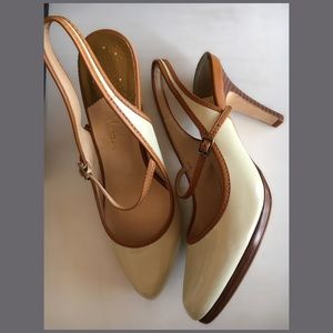 Cole Haan Cream with Tan Trim Heels